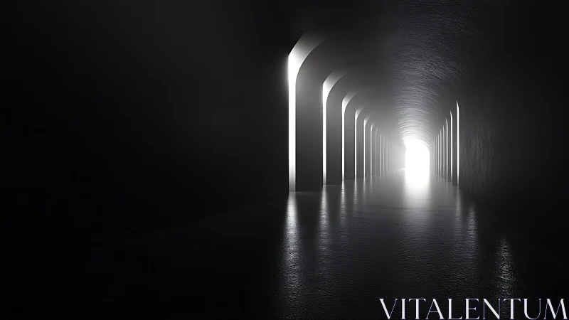 Converging Corridor of Light and Shadow.