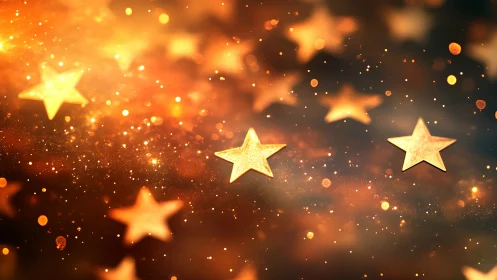 Glowing golden starfield with cinematic shallow depth of field.