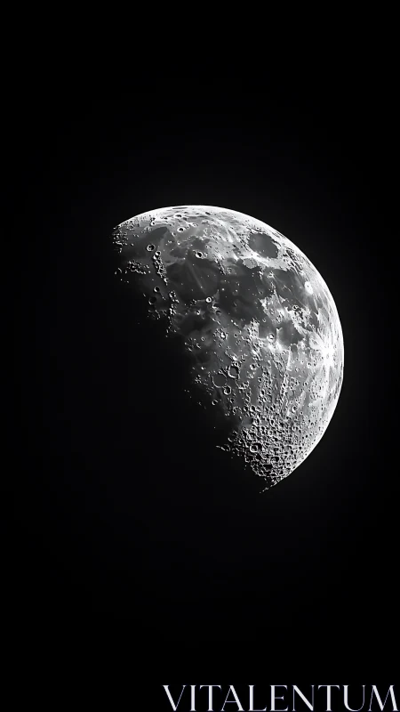 High-contrast telescopic study of lunar craters and terminator.