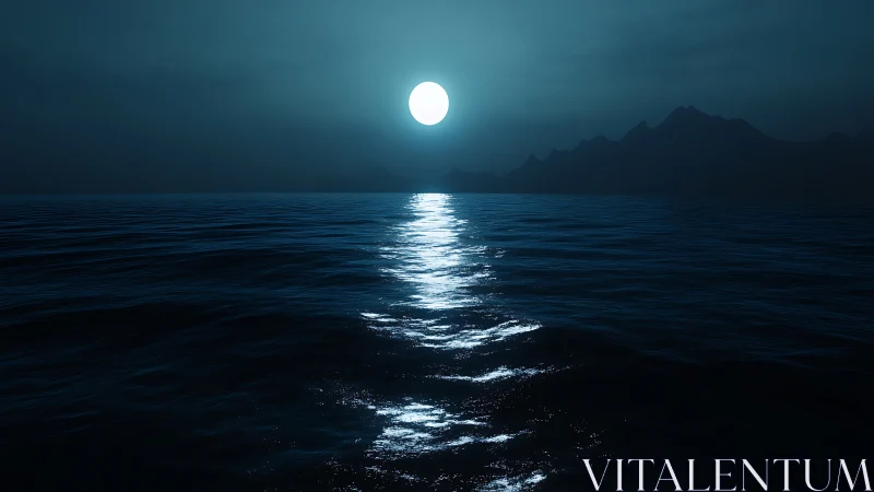 Moonlit tides whisper under a sapphire midnight sky.