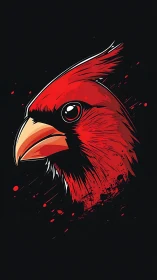 Vector cardinal head illustration with dynamic splatter accents