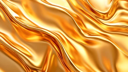 Shimmering Gold Liquid Waves Abstract Digital Art Background.