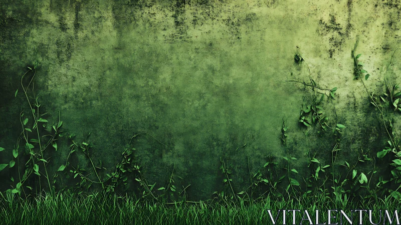 Whispering ivy brigade along a moss-kissed garden wall.