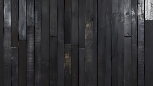 Charred black timber wall with staggered vertical planks.