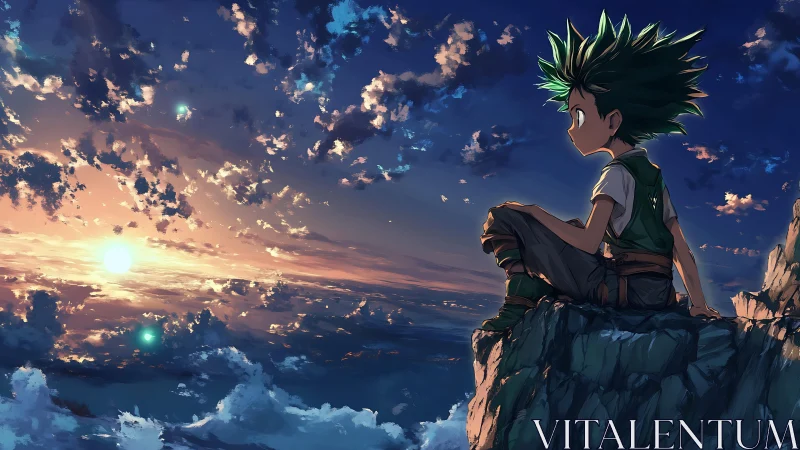 Stargazing kid quietly rehearses tomorrow from cliff’s edge