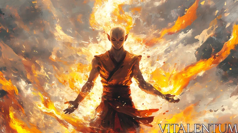 Flame Avatar Warrior Engulfed in Inferno
