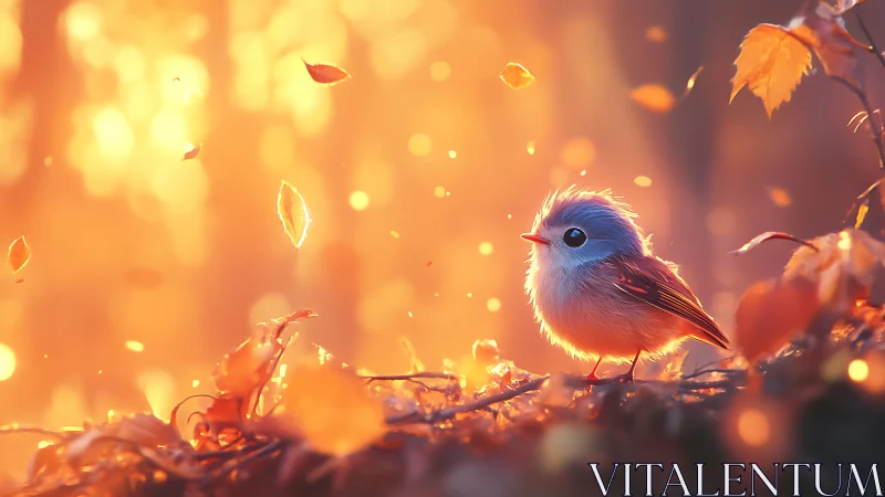 Songbird in Golden Autumn Glow.