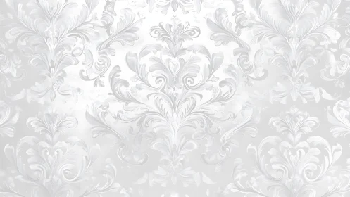 Elegant Baroque Floral Damask Pattern in Soft Gray Tones.