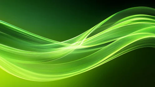 Luminous green energy waves on dark gradient background.