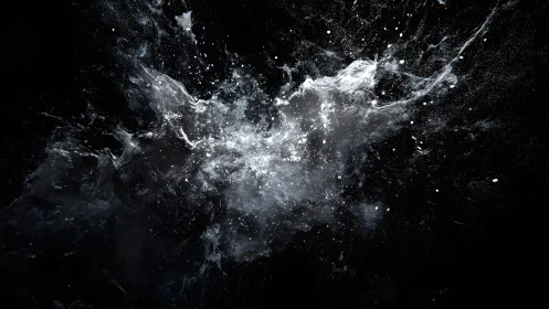 Dynamic water splash explosion on black background, abstract style.