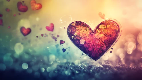 Heart Filled with Roses and Sparkles.