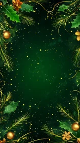Golden confetti drifts through an emerald winter wreath