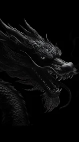 Midnight dragon exhales silence through obsidian fangs