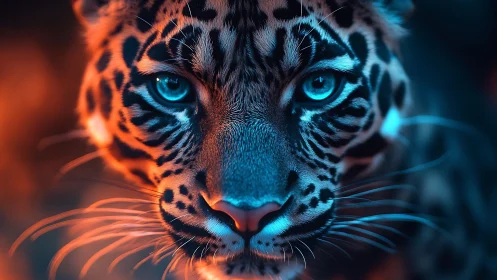 Tiger Face Study with Chromatic Lighting Effects