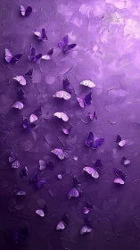 Purple butterflies on textured violet painted background.