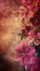 Layered floral composition with textured background.