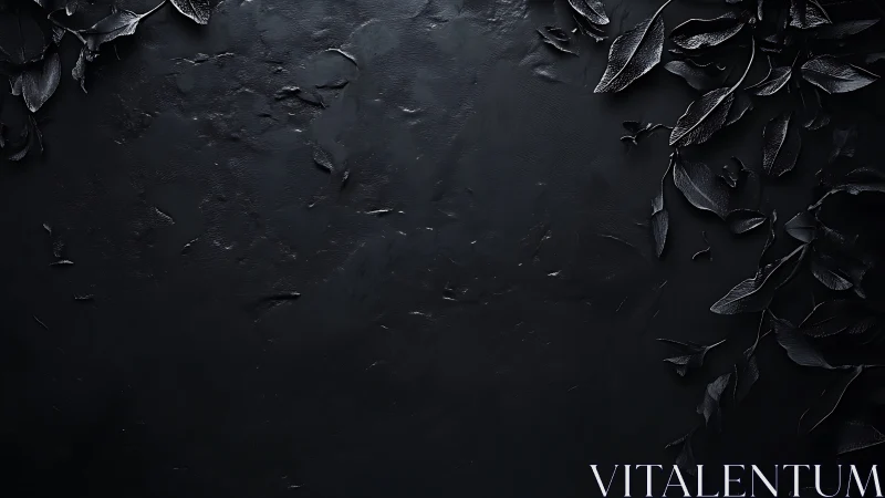 Midnight leaves drifting softly over textured black calm.