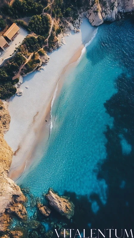 Crystalline Cove: Where Limestone Cliffs Kiss Turquoise Waters.