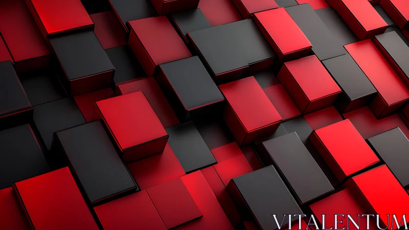 Red and Black 3D Cubes Abstract Pattern in Modern Style.