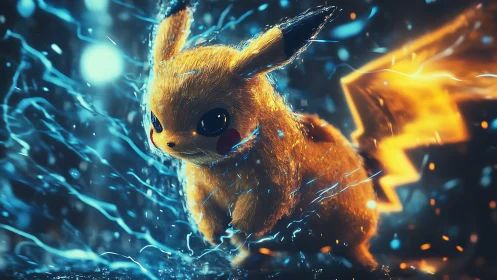 Electric creature races forward in a storm of glowing sparks