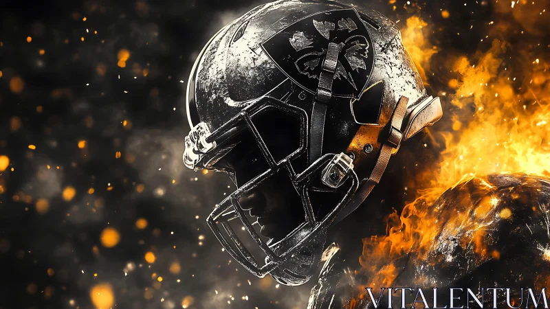 Gridiron inferno warrior in molten armor of sparks and steel.