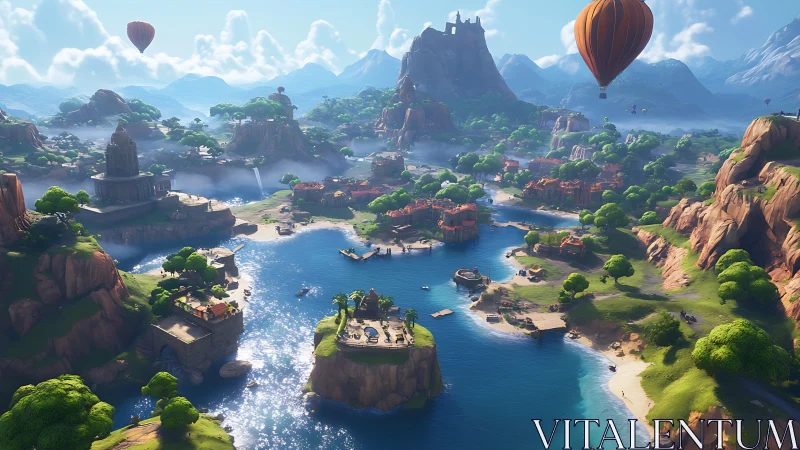 Floating Realms: A Whimsical Journey Through Towering Isles.