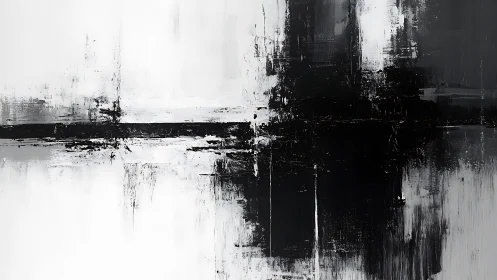 Monochrome cross of dense black strokes divides white field