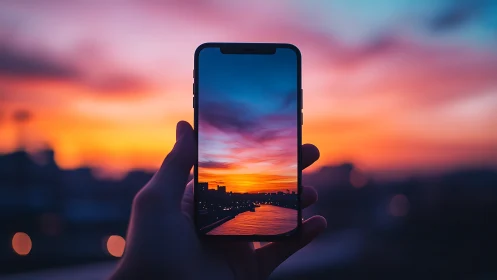 Sunset glow gently captured through a smartphone screen