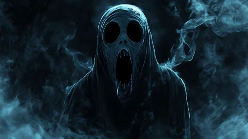 Spectral Wraith Portrait in High-Contrast Digital Painting.
