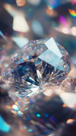 Prismatic diamond universe bursting with kaleidoscopic light.