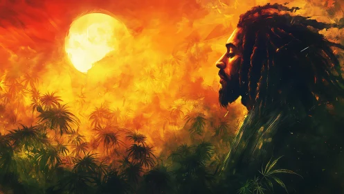 Solar-ignited jungle portrait with atmospheric depth mapping.