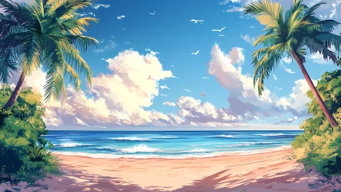 Tropical Beach Paradise. Golden Hour Coastal Escape.