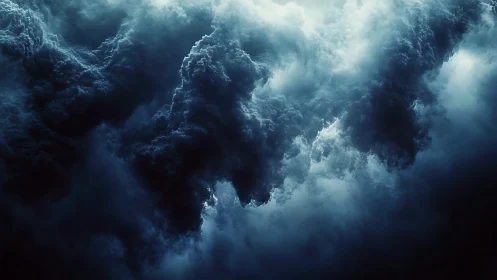 Brooding storm clouds gather in a dramatic, moody sky