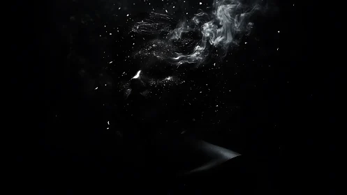 Low-key spectral portrait with particulate dispersion dynamics.