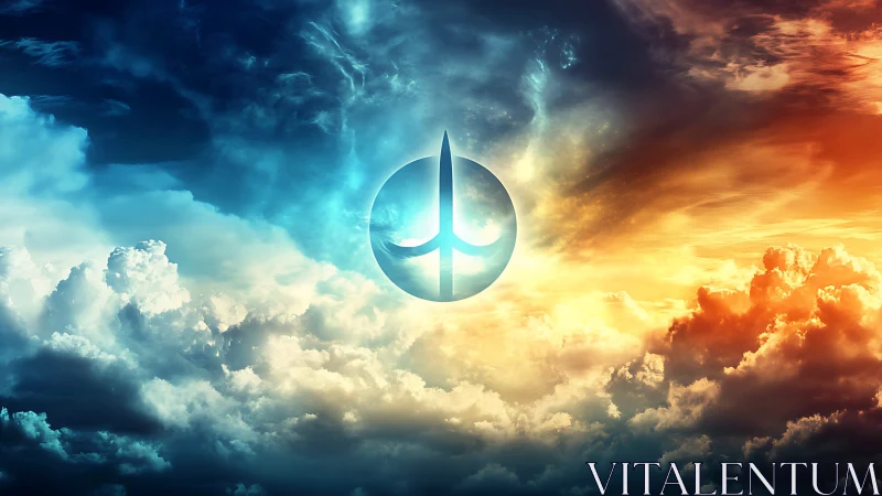 Bipolar atmospheric gradient with central luminous emblem.