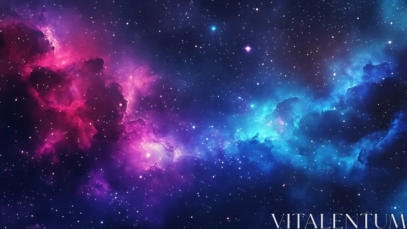 Nebula starfield with magenta and cyan interstellar clouds.