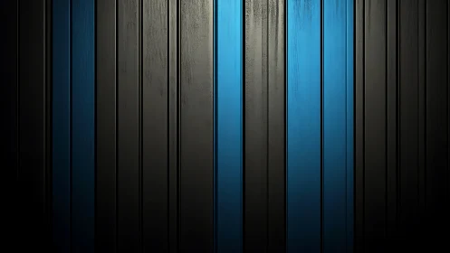 Vertical blue and black panels create a sleek modern backdrop