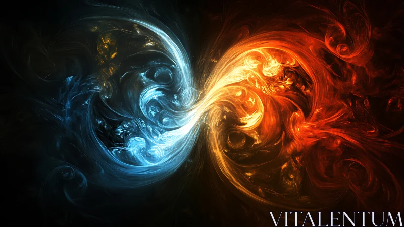 Cosmic fire and ice spiral colliding in luminous equilibrium.