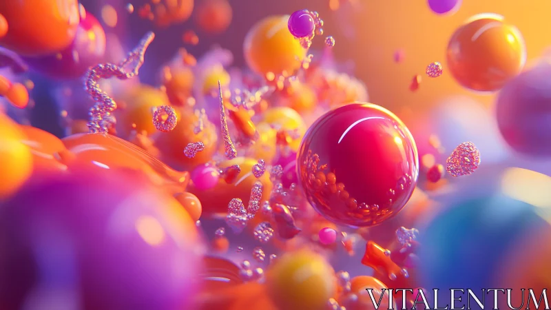 Vibrant abstract spheres and bubbles in colorful digital art.
