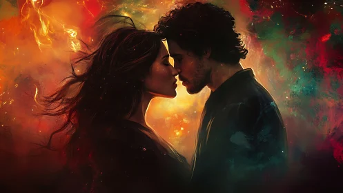 Two Hearts Ignite in Golden Flames.