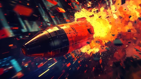 Hypersonic cylindrical projectile breaching armor in fiery detonation