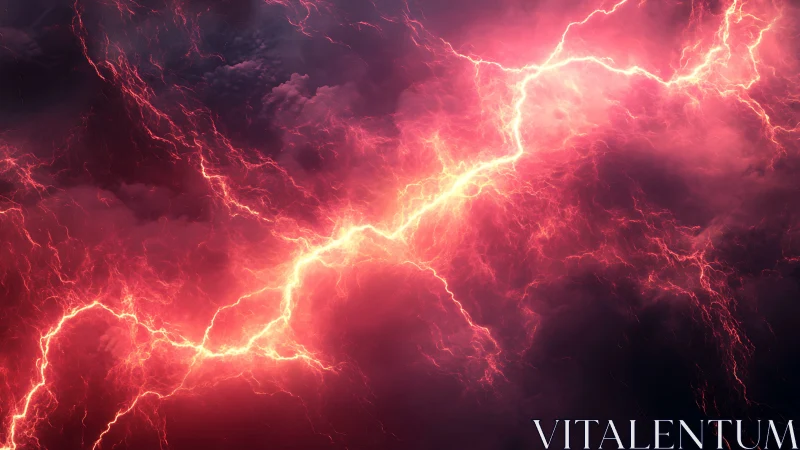 Volumetric red lightning discharge across turbulent storm cloud