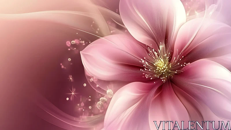 Delicate Pink Blossom Dancing in Radiant Light.