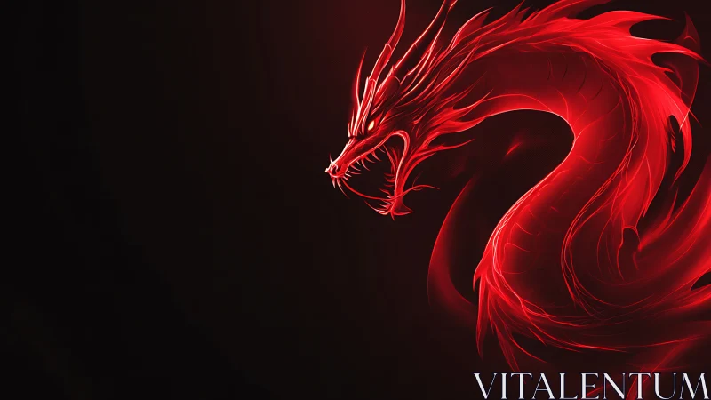 Scarlet dragon flare coiled like living neon wildfire.