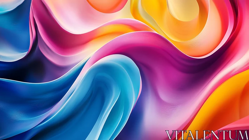 Vibrant multicolor fluid ribbons curve across abstract field