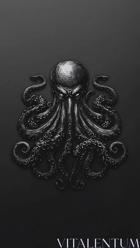 Metallic octopus emblem with sculpted tentacle filigree.
