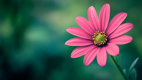 Fuchsia Daisy Blooming Against Emerald Garden Backdrop.