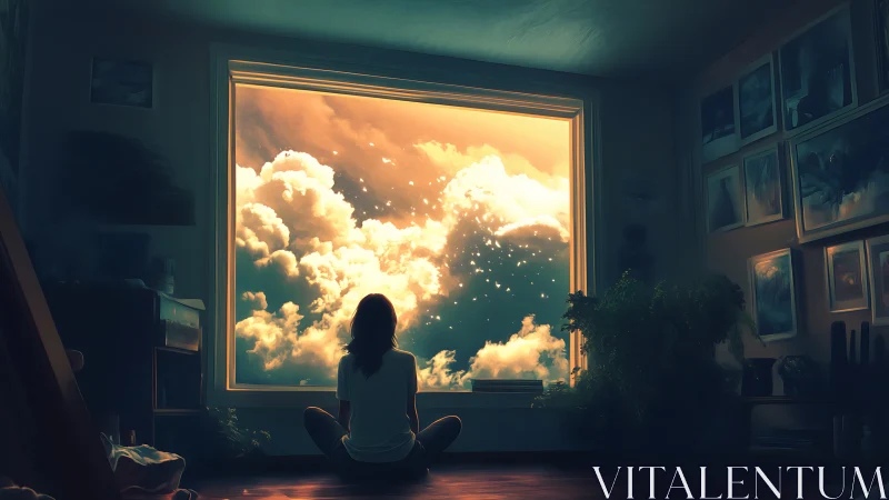 Window-sitting dreamer quietly trades her room for the sky