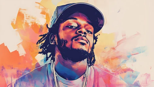 Radiant hip hop portrait in confident pastel colors.