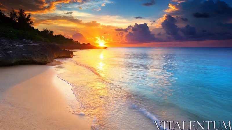 Sunset tides ignite a crystalline shoreline in molten gold.